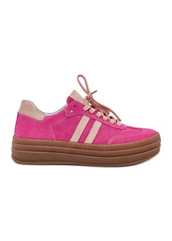Zazoo N1068S4 Damskie Zamszowe Sneakersy Na Platformie Fuksja różowe ze sklepu ButyModne.pl w kategorii Buty sportowe damskie - zdjęcie 178667980