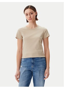 Calvin Klein Jeans T-Shirt Logo J20J225540 Beżowy Regular Fit ze sklepu MODIVO w kategorii Bluzki damskie - zdjęcie 178670831