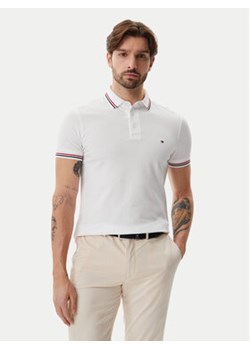 Tommy Hilfiger Polo Tipped MW0MW37346 Biały Slim Fit ze sklepu MODIVO w kategorii T-shirty męskie - zdjęcie 178672202