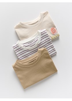 Reserved - Bawełniany t-shirt 3 pack - beżowy ze sklepu Reserved w kategorii T-shirty chłopięce - zdjęcie 178674170