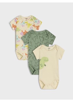 Sinsay - Body z kopertowym dekoltem 3 pack - kremowy ze sklepu Sinsay w kategorii Odzież dla niemowląt - zdjęcie 178676283