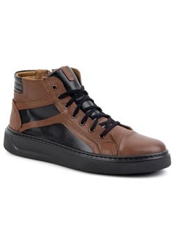 Buty męskie skórzane zimowe sneakersy 886K brązowe ze sklepu butyolivier w kategorii Czapki zimowe męskie - zdjęcie 178687142