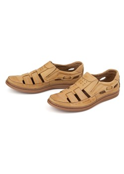 Buty męskie skórzane ażurowe 06 na lato beżowe ze sklepu butyolivier w kategorii Sandały męskie - zdjęcie 178687314