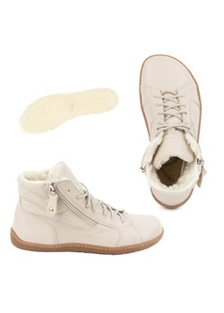 Damskie minimalistyczne buty skórzane zimowe barefoot 1261 beżowe ze sklepu butyolivier w kategorii Półbuty damskie - zdjęcie 178687551