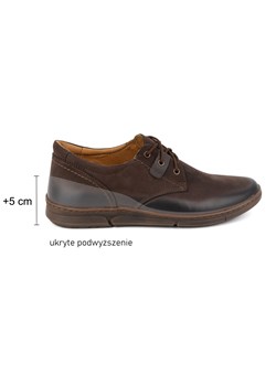 Buty męskie podwyższające CASUAL sznurowane skórzane 237KZ + 5 cm Brązowe ze sklepu butyolivier w kategorii Półbuty męskie - zdjęcie 178688760