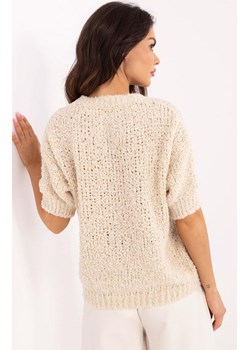 Sweter damski oversize z dodatkiem alpaki MI-SW-2701.23, Kolor beżowy, Rozmiar uniwersalny, ITALY MODA ze sklepu Primodo w kategorii Swetry damskie - zdjęcie 178691321