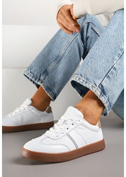 Białe Sneakersy ze Skóry Naturalnej z Przeszyciami Tilliossa ze sklepu renee.pl w kategorii Buty sportowe damskie - zdjęcie 178695351
