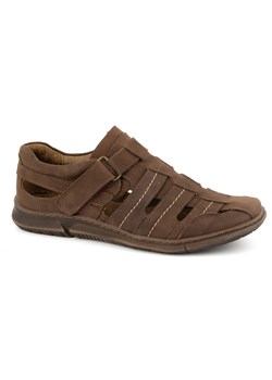 Buty męskie skórzane półbuty na rzep przewiewne 931K brązowe ze sklepu butyolivier w kategorii Półbuty męskie - zdjęcie 178700322