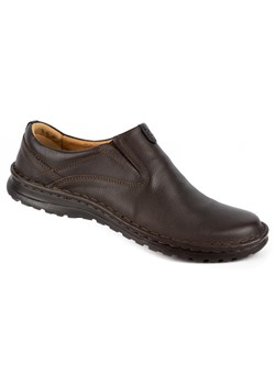 Buty męskie skórzane wsuwane 12KAM brązowe ze sklepu butyolivier w kategorii Półbuty męskie - zdjęcie 178700370