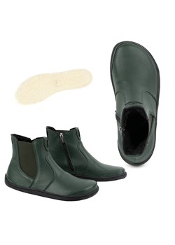 Damskie buty barefoot sztyblety z zamkiem ocieplane 1263 zielone ze sklepu butyolivier w kategorii Półbuty damskie - zdjęcie 178700494