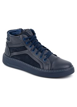 Buty męskie skórzane zimowe sneakersy 886K granatowe ze sklepu butyolivier w kategorii Czapki zimowe męskie - zdjęcie 178700544