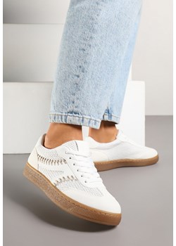 Białe Sneakersy w Stylu Klasycznych Tenisówek Zdobione Przeszyciami i Tweedem Koriznne ze sklepu renee.pl w kategorii Buty sportowe damskie - zdjęcie 178702150