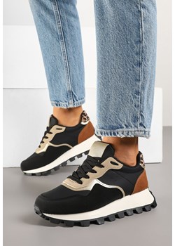 Czarne Sneakersy Ozdobione Metalicznymi Wstawkami Korisorra ze sklepu born2be.pl w kategorii Buty sportowe damskie - zdjęcie 178702751