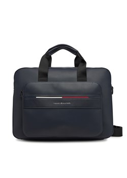 Torba na laptopa Tommy Hilfiger Th Foundation Computer Bag AM0AM13198 Granatowy ze sklepu eobuwie.pl w kategorii Torby na laptopa - zdjęcie 178705020