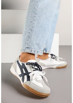 Białe Sneakersy Ozdobione Geometrycznym Wzorem i Podwójnym Sznurowaniem Hirozi ze sklepu renee.pl w kategorii Buty sportowe damskie - zdjęcie 178705422