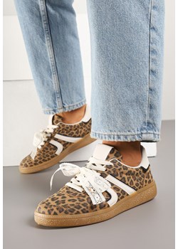 Panterkowe Sneakersy w Stylu Klasycznych Tenisówek z Odpinaną Kokardką Korimarela ze sklepu born2be.pl w kategorii Buty sportowe damskie - zdjęcie 178705801