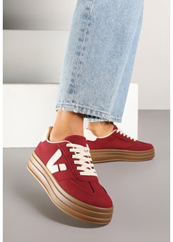 Bordowe Sneakersy w Stylu Tenisówek Ellienne ze sklepu born2be.pl w kategorii Buty sportowe damskie - zdjęcie 178705981