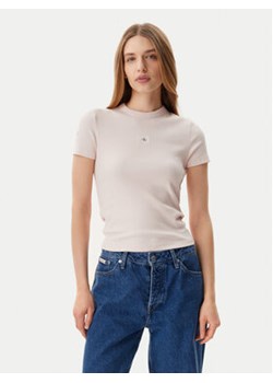 Calvin Klein Jeans T-Shirt J20J225245 Różowy Slim Fit ze sklepu MODIVO w kategorii Bluzki damskie - zdjęcie 178713573