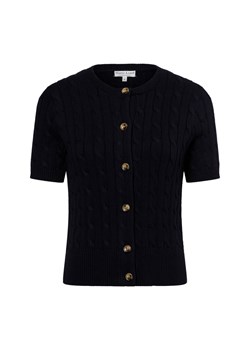 Marie Lund Damski kardigan z krótkim rękawem Kobiety Bawełna granatowy jednolity ze sklepu vangraaf w kategorii Swetry damskie - zdjęcie 178731094