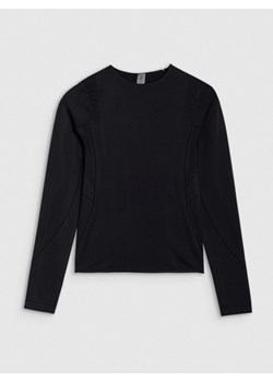 Damski longsleeve do jogi 4F 4FWSS25TFLOF403 - czarny ze sklepu Sportstylestory.com w kategorii Bluzki damskie - zdjęcie 178735220