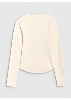 Damski longsleeve do jogi 4F 4FWSS25TFLOF403 - biały ze sklepu Sportstylestory.com w kategorii Bluzki damskie - zdjęcie 178735223