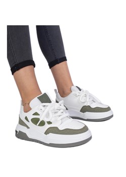 Zielone damskie sneakersy z masywnymi sznurówkami ze sklepu ButyModne.pl w kategorii Buty sportowe damskie - zdjęcie 178735591