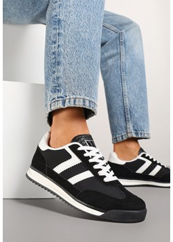 Czarne Sneakersy Ozdobione Paskami Eranelia ze sklepu born2be.pl w kategorii Buty sportowe damskie - zdjęcie 178744412