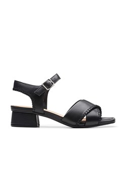 Clarks Skórzane sandały &quot;Serina35 Cross&quot; w kolorze czarnym na obcasie ze sklepu Limango Polska w kategorii Sandały damskie - zdjęcie 178749421