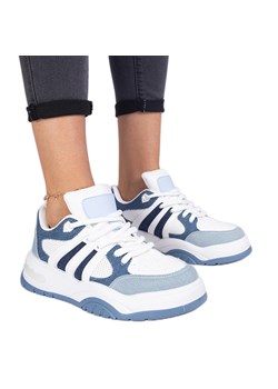 Niebieskie damskie sneakersy z masywnym sznurowaniem ze sklepu ButyModne.pl w kategorii Buty sportowe damskie - zdjęcie 178756432