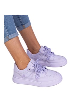 Fioletowe damskie sportowe sneakersy z ekoskóry ze sklepu ButyModne.pl w kategorii Buty sportowe damskie - zdjęcie 178756434