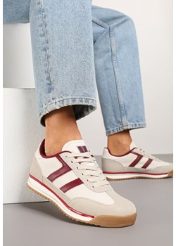 Beżowo-Bordowe Sneakersy z Geometrycznym Wzorem Eravania ze sklepu renee.pl w kategorii Buty sportowe damskie - zdjęcie 178759103