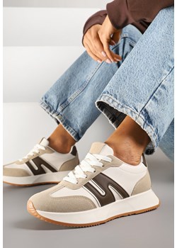 Ciemnobeżowe Sneakersy Ozdobione Geometrycznym Motywem Dalvisa ze sklepu renee.pl w kategorii Buty sportowe damskie - zdjęcie 178759433