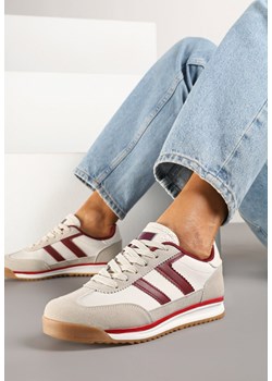 Beżowo-Bordowe Sneakersy Ozdobione Paskami Eranelia ze sklepu born2be.pl w kategorii Buty sportowe damskie - zdjęcie 178761002