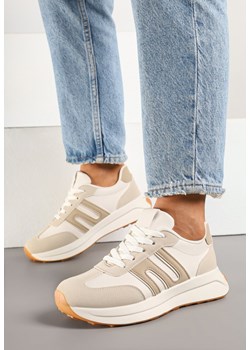 Beżowe Sneakersy z Geometrycznym Zdobieniem Avislia ze sklepu born2be.pl w kategorii Buty sportowe damskie - zdjęcie 178761383
