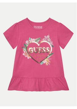 Guess T-Shirt K5GI10 K6YW Różowy Regular Fit ze sklepu MODIVO w kategorii Bluzki dziewczęce - zdjęcie 178762743