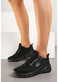 Czarne Buty Sportowe Sneakersy z Siateczki z Aplikacją na Grubej Podeszwie Sonoriela ze sklepu born2be.pl w kategorii Buty sportowe damskie - zdjęcie 178767203