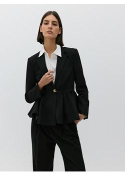 Reserved - Taliowana marynarka z baskinką - czarny ze sklepu Reserved w kategorii Marynarki damskie - zdjęcie 178767573