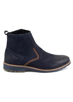 KOMODO Buty męskie trzewiki skórzane zimowe 924K granatowe niebieskie ze sklepu ButyModne.pl w kategorii Buty zimowe męskie - zdjęcie 178786713