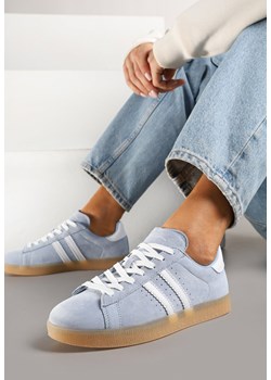 Niebiesko-Białe Sneakersy Zamszowe Typu Tenisówki ze Skórzaną Wkładką Ciarivione ze sklepu renee.pl w kategorii Buty sportowe damskie - zdjęcie 178791931
