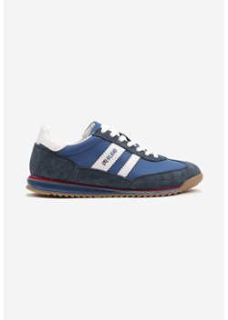 Niebiesko-Granatowe Buty Sportowe w Stylu Kultowych Tenisówek ze Skórzaną Wkładką Falritia ze sklepu born2be.pl w kategorii Buty sportowe męskie - zdjęcie 178804304