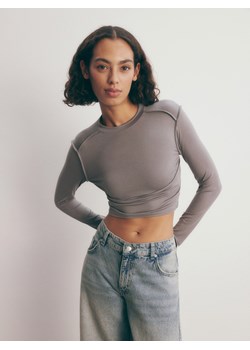 Reserved - Bluzka z ozdobnymi przeszyciami - ciemnoszary ze sklepu Reserved w kategorii Bluzki damskie - zdjęcie 178805822