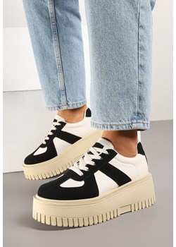 Czarno-Beżowe Sneakersy na Grubej Podeszwie z Ozdobnym Paskiem Viviriana ze sklepu born2be.pl w kategorii Buty sportowe damskie - zdjęcie 178806003