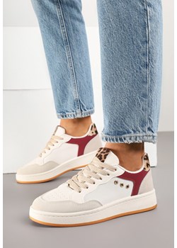Beżowo-Bordowe Sneakersy z Ozdobnymi Przeszyciami w Streetwearowym Stylu Neoniela ze sklepu born2be.pl w kategorii Buty sportowe damskie - zdjęcie 178823482