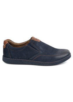 Buty męskie skórzane Casual 854/2 granatowe ze sklepu butyolivier w kategorii Półbuty męskie - zdjęcie 178823673
