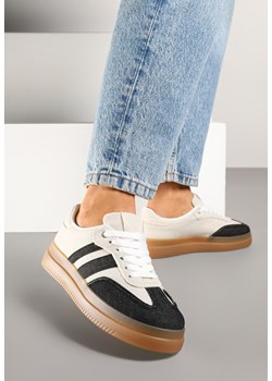 Czarno-Beżowe Sneakersy Tenisówki Ozdobione Paskami Falaviela ze sklepu renee.pl w kategorii Buty sportowe damskie - zdjęcie 178827381