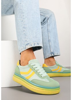 Zielono-Żółte Sneakersy Typu Kultowe Tenisówki na Niskiej Platformie Olritia ze sklepu renee.pl w kategorii Buty sportowe damskie - zdjęcie 178827540