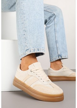 Beżowe Sneakersy w Stylu Tenisówek z Paskami Falanisa ze sklepu born2be.pl w kategorii Buty sportowe damskie - zdjęcie 178827991