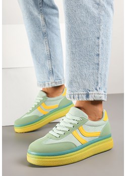 Zielono-Żółte Sneakersy w Stylu Klasycznych Tenisówek na Grubej Podeszwie Grelritia ze sklepu born2be.pl w kategorii Buty sportowe damskie - zdjęcie 178828132