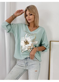 bluzka zinza miętowa one size ze sklepu UBRA w kategorii Bluzki damskie - zdjęcie 178830074