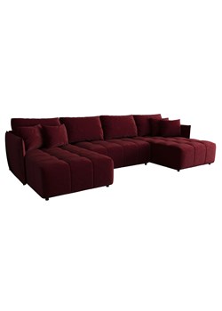 Czerwona sofa z weluru z funkcją spania - Szafir ze sklepu Edinos.pl w kategorii Narożniki - zdjęcie 178848334
